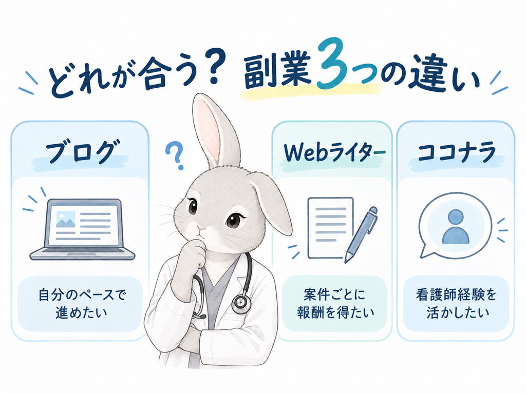 3つの副業の違いをひと目で整理