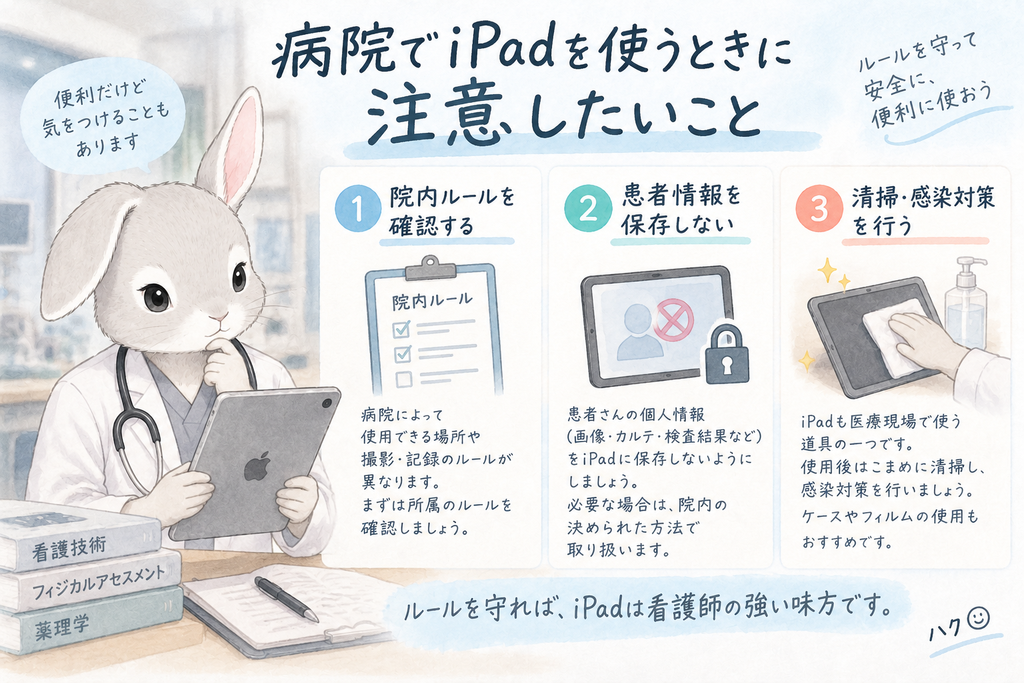 病院でiPadを持つハク