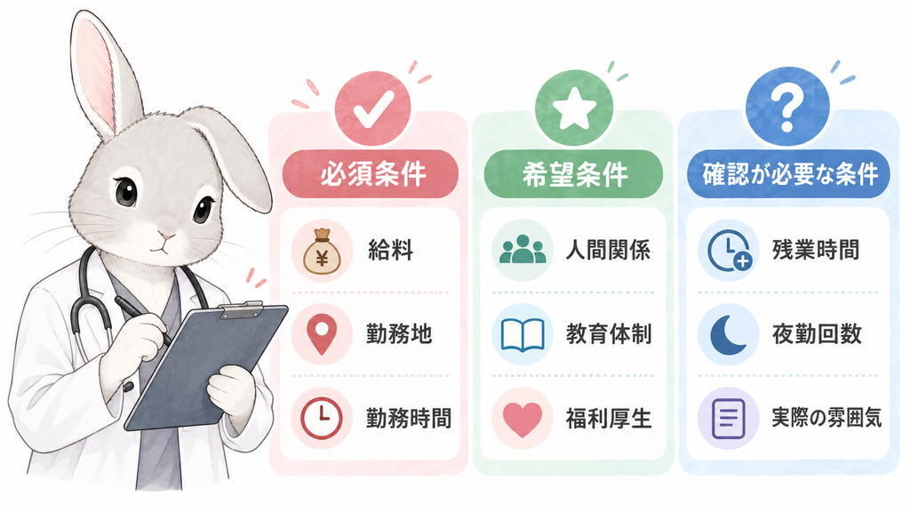 必須条件・希望条件・確認が必要な条件の3分類