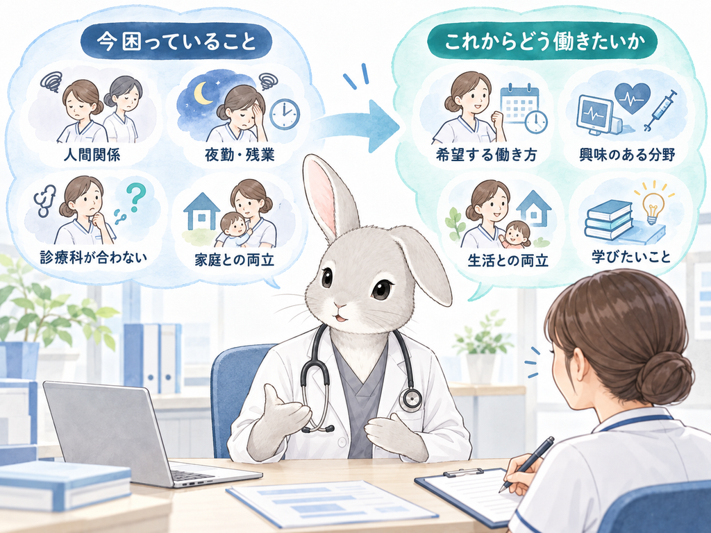 「今困っていること」と「これからどう働きたいか」を整理して伝える構図